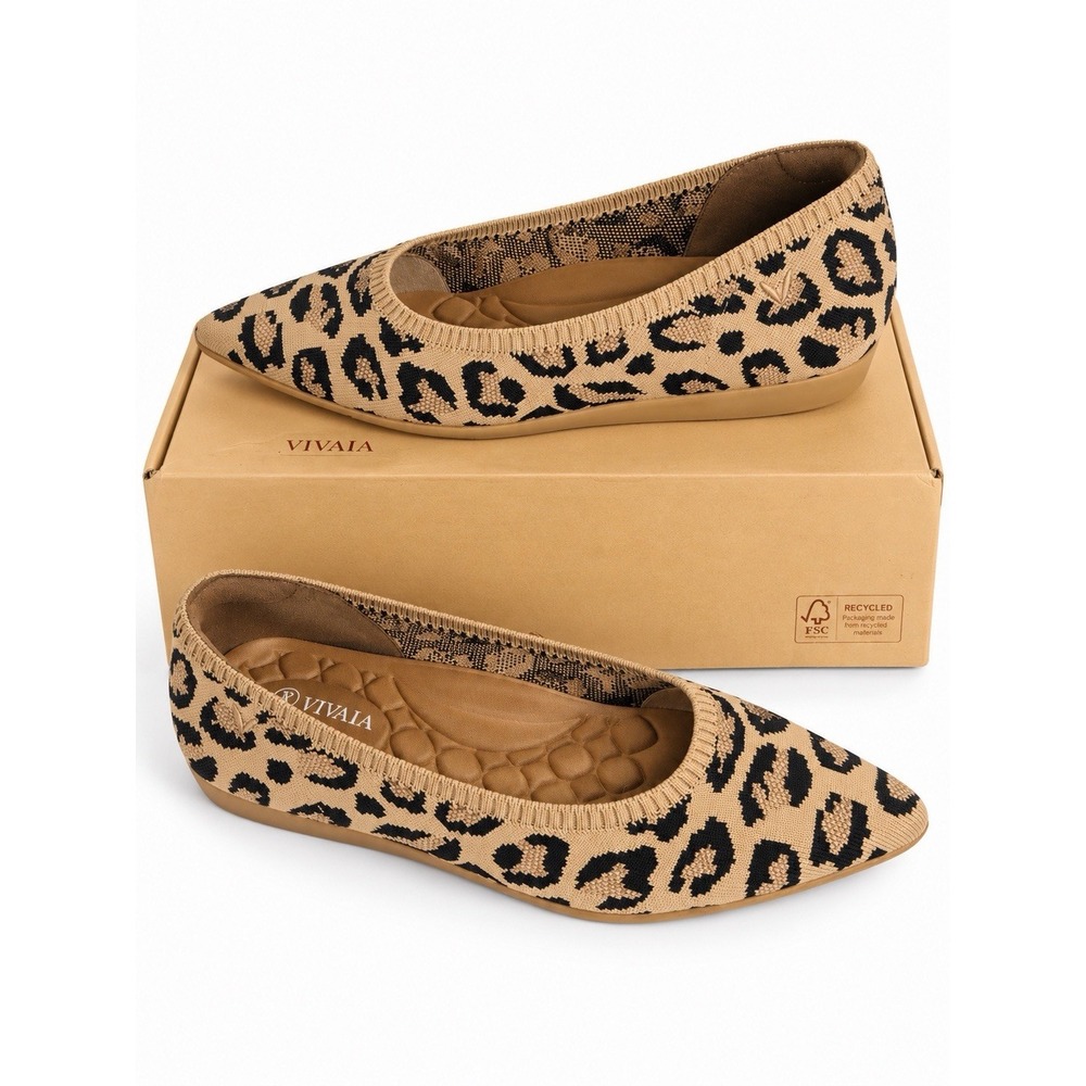 VIVAIA Aria Ultra-Light Leopard Print Pointed Toe Flats EU 39.5 US 8.5 New - Picture 2 of 6